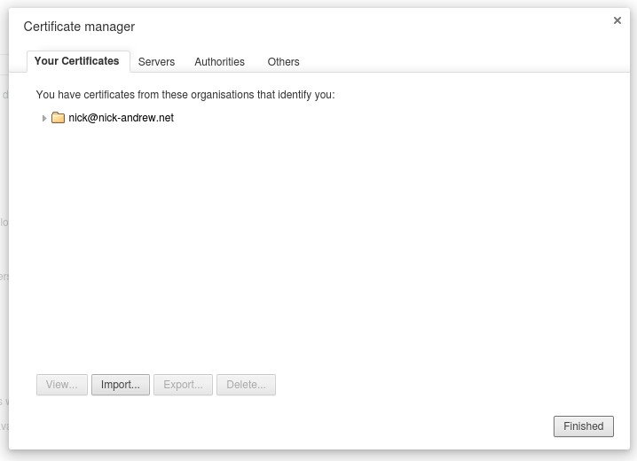Chrome Certificate manager
